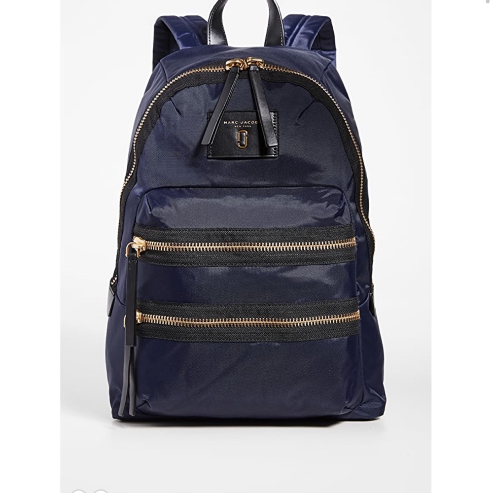 Marc Jacobs nylon backpack navy blue gold zip new